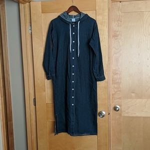 Hooded denim duster/dress